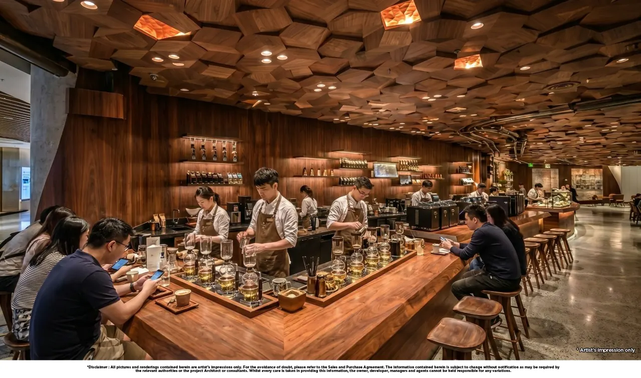 Urban FORResSSTss commercial hub artist impression: a flagship coffee experience