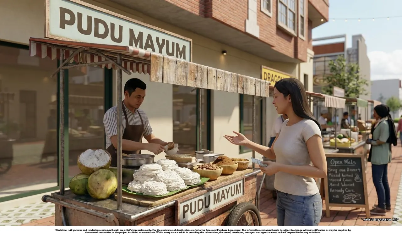 Urban FORResSSTss commercial hub artist impression: a variety of local delicacies